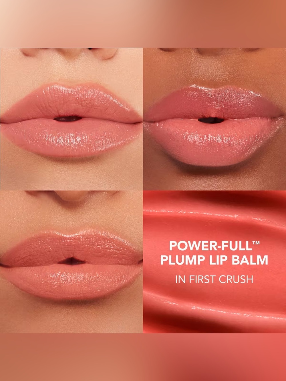 NIB BuxomPower-full Plump Lip Balm in First Crush (blooming coral)